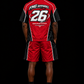 FMG Worldwide Division Red Matching Short Set