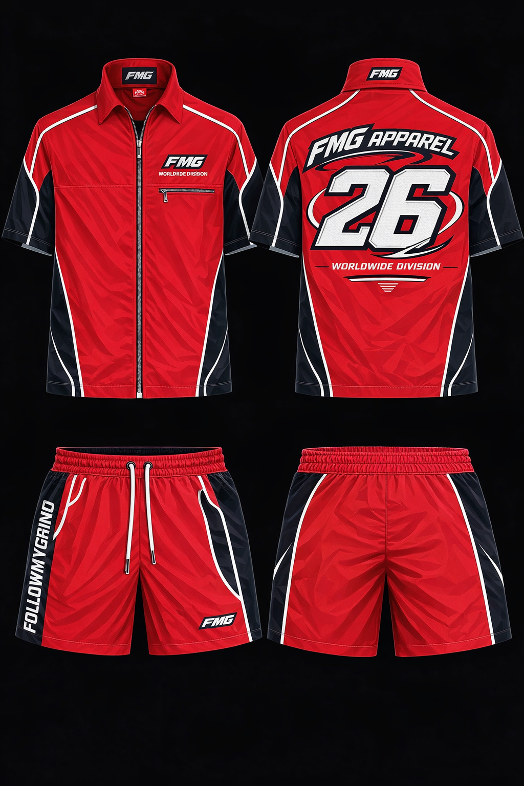 Worldwide Division Red Matching Short Set